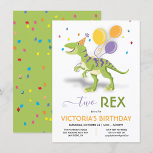 Twee uitnodiging van Rex Dinosaur Birthday