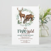 Twee uitnodiging voor de geboorte van Wild Woodlan (Staand voorkant)