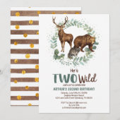 Twee uitnodiging voor de geboorte van Wild Woodlan (Voorkant / Achterkant)