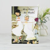 Twee Uitnodiging voor een bruidend huwelijk met tw (Staand voorkant)