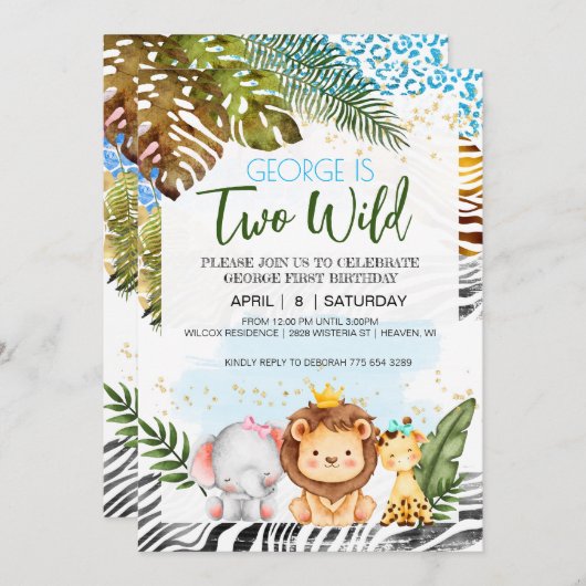 Twee uitnodigingen tot het indienen van twee Wild (Voorkant / Achterkant)