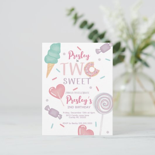 Twee uitnodigingen tot Snoep (Staand voorkant)