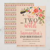 Twee uitnodigingen van Wild Boho Chic Birthday (Voorkant / Achterkant)