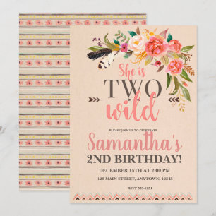 Twee uitnodigingen van Wild Boho Chic Birthday