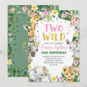 Twee uitnodigingen van Wild Safari Birthday (Voorkant / Achterkant)