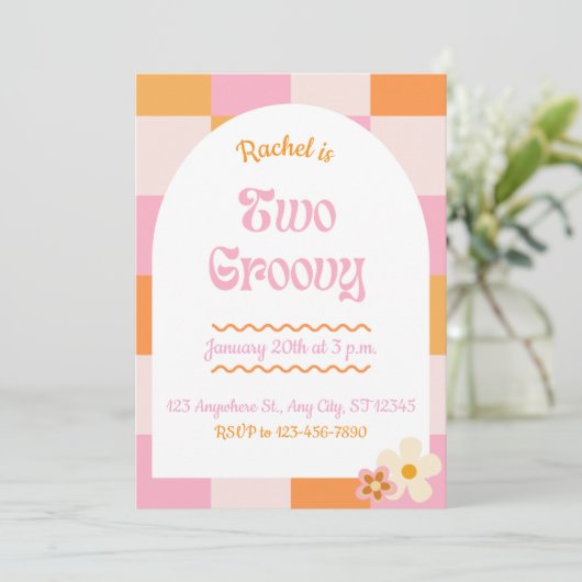 Twee uitnodigingen voor de geboorte van Groovy (Staand voorkant)