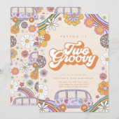 Twee uitnodigingen voor de geboorte van Groovy (Voorkant / Achterkant)