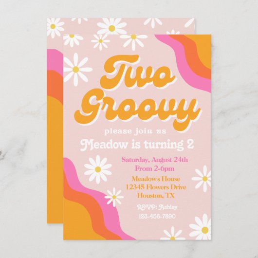 Twee uitnodigingen voor de geboorte van Groovy | G (Voorkant / Achterkant)