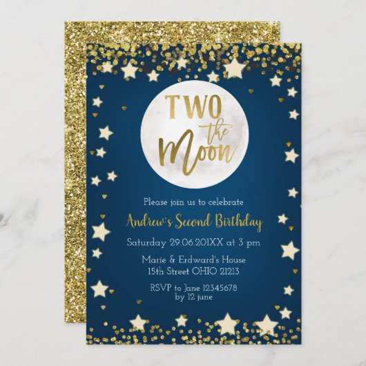Twee uitnodigingen voor de Moon Navy, 2e verjaarda (Voorkant / Achterkant)