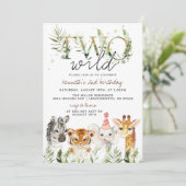 Twee uitnodigingen voor geboorte van een dierentui (Staand voorkant)