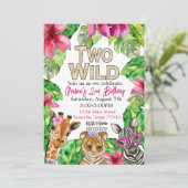 Twee uitnodigingen voor geboorte van Wild Girl Saf (Staand voorkant)