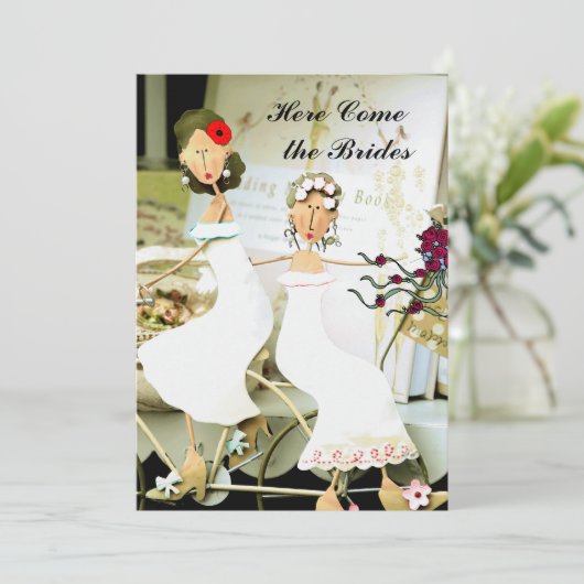 Twee uitnodigingen voor het huwelijk (Staand voorkant)