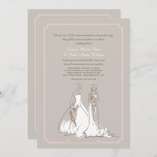 Twee uitnodigingen voor het huwelijk (Voorkant / Achterkant)