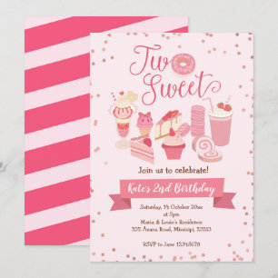 Twee uitnodigingen voor Sweet Girl Birthday Party