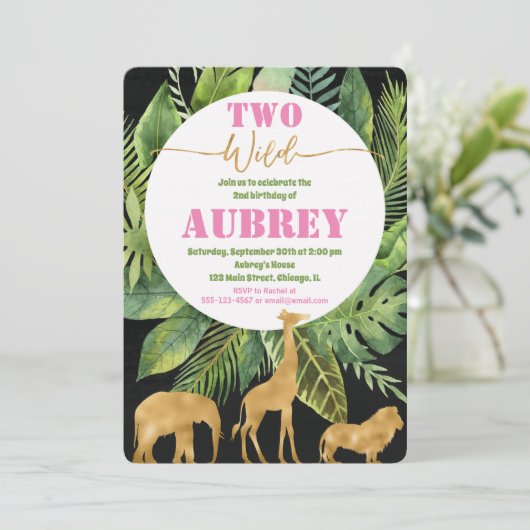 Twee uitnodigingen voor twee wilde tweede verjaard (Staand voorkant)