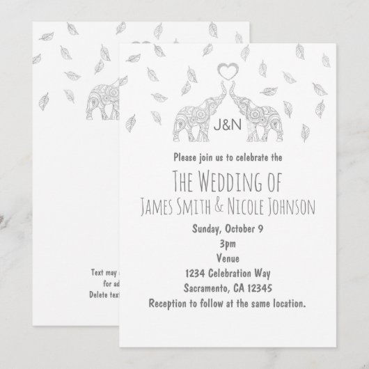 Twee uitvinders Heart Silver Fall Wedding Invitati Kaart (Voorkant / Achterkant)