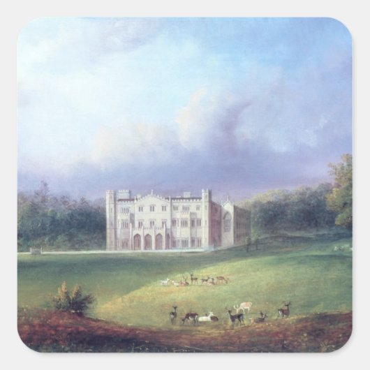 Twee Uitzichten van Apley Priory Vierkante Sticker (Voorkant)