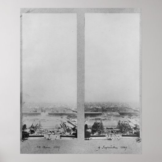 Twee uitzichten van de bouw van het Eiffel 2 Poster (Voorkant)