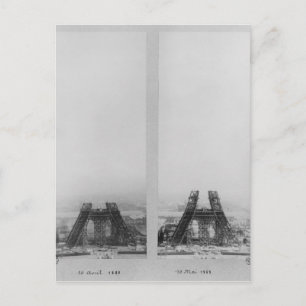 Twee uitzichten van de bouw van het Eiffel Briefkaart