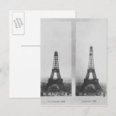 Twee uitzichten van de bouw van het Eiffel Briefkaart (Voorkant / Achterkant)
