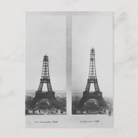 Twee uitzichten van de bouw van het Eiffel Briefkaart (Voorkant)