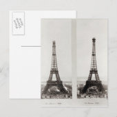 Twee uitzichten van de bouw van het Eiffel Briefkaart (Voorkant / Achterkant)