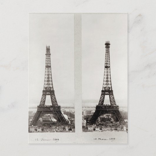 Twee uitzichten van de bouw van het Eiffel Briefkaart (Voorkant)