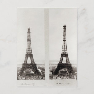 Twee uitzichten van de bouw van het Eiffel Briefkaart