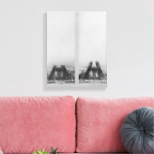 Twee uitzichten van de bouw van het Eiffel Canvas Afdruk (Insitu (Woonkamer))