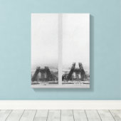 Twee uitzichten van de bouw van het Eiffel Canvas Afdruk (Insitu (Houten vloer))