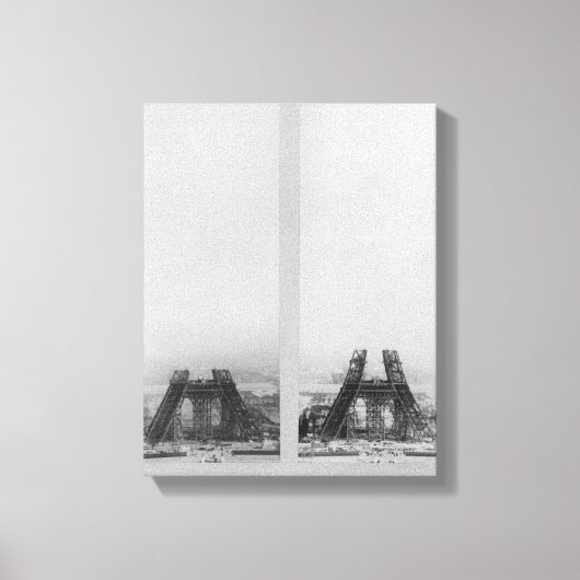 Twee uitzichten van de bouw van het Eiffel Canvas Afdruk (Voorkant)