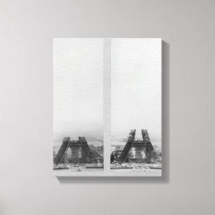 Twee uitzichten van de bouw van het Eiffel Canvas Afdruk