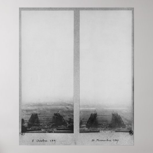 Twee uitzichten van de bouw van het Eiffel Poster (Voorkant)