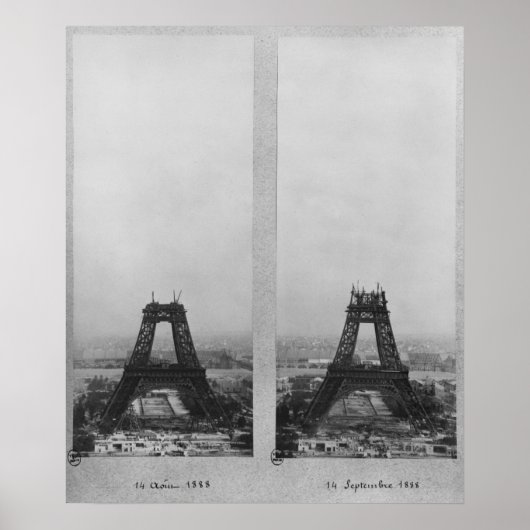 Twee uitzichten van de bouw van het Eiffel Poster (Voorkant)