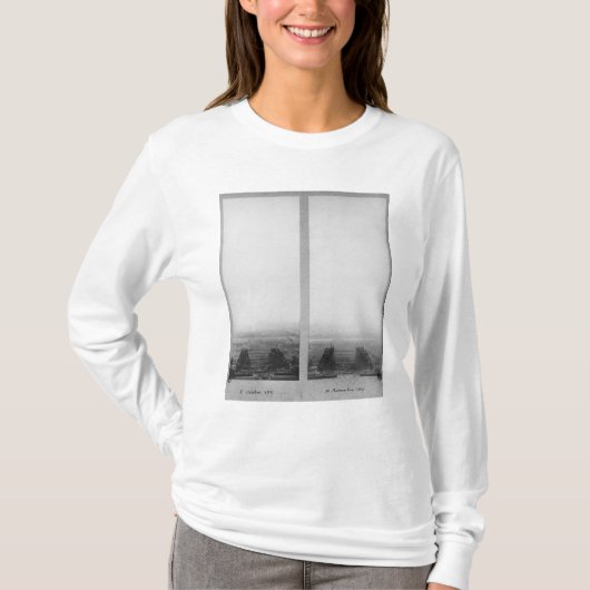 Twee uitzichten van de bouw van het Eiffel T-shirt (Voorkant)
