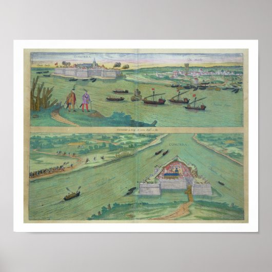 Twee Uitzichten van de Comorra uit 'Civitates Orbi Poster (Voorkant)