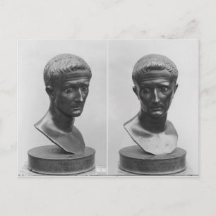 Twee uitzichten van een buste van keizer Augustus Briefkaart