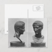Twee uitzichten van een buste van keizer Augustus Briefkaart (Voorkant / Achterkant)