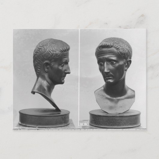 Twee uitzichten van een buste van keizer Augustus Briefkaart (Voorkant)