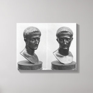 Twee uitzichten van een buste van keizer Augustus Canvas Afdruk