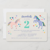 Twee Unicorn Twonicorn Birthday Party Invitation Kaart (Voorkant)