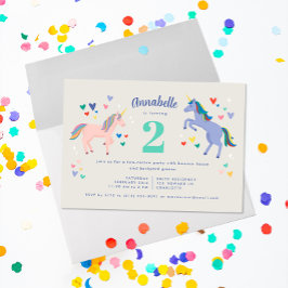 Twee Unicorn Twonicorn Birthday Party Invitation Kaart