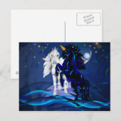 Twee Unicorns en WavesPost-kaart Briefkaart (Voorkant / Achterkant)