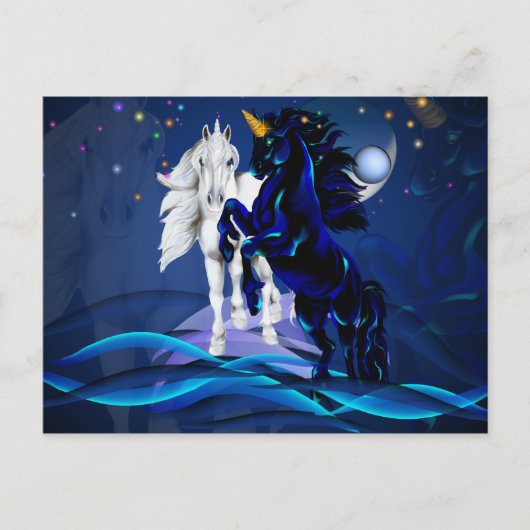 Twee Unicorns en WavesPost-kaart Briefkaart (Voorkant)