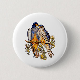 Twee valken op een filiaal ronde button 5,7 cm