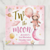 Twee van de maan! Meisje Astronaut Space 2e verjaa Bedankjes Labels (Voorkant)