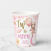 Twee van de maan! Meisje Astronaut Space 2e verjaa Papieren Bekers (Achterkant)