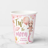 Twee van de maan! Meisje Astronaut Space 2e verjaa Papieren Bekers (Voorkant)