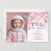 Twee van de maan meisje verjaardagsfoto kaart (Voorkant)