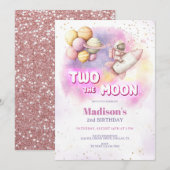 Twee van de Maan Verjaardag Meisje, Pastel Buitenr Kaart (Voorkant / Achterkant)